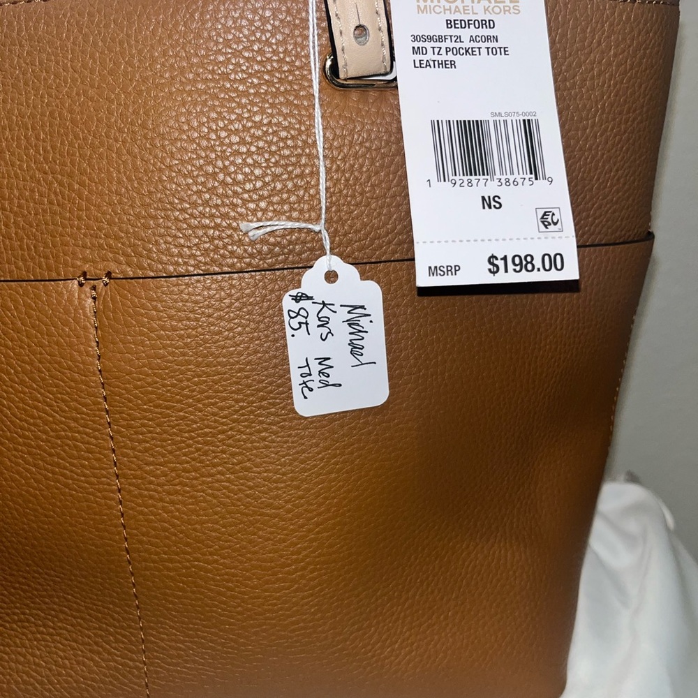 Michael Kors Tan Leather Tote Pebbled Texture